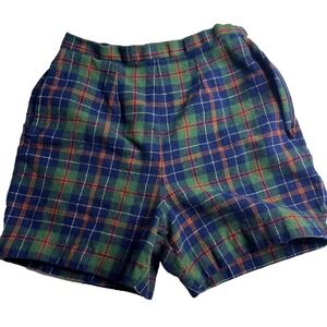Vintage Pendleton Green Plaid 100% Virgin Wool Girl Shorts Size 12 Academia‎